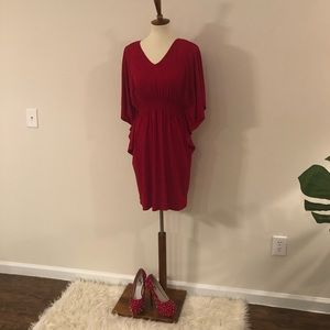 Red Butterfly Sleeve Cocktail Dress